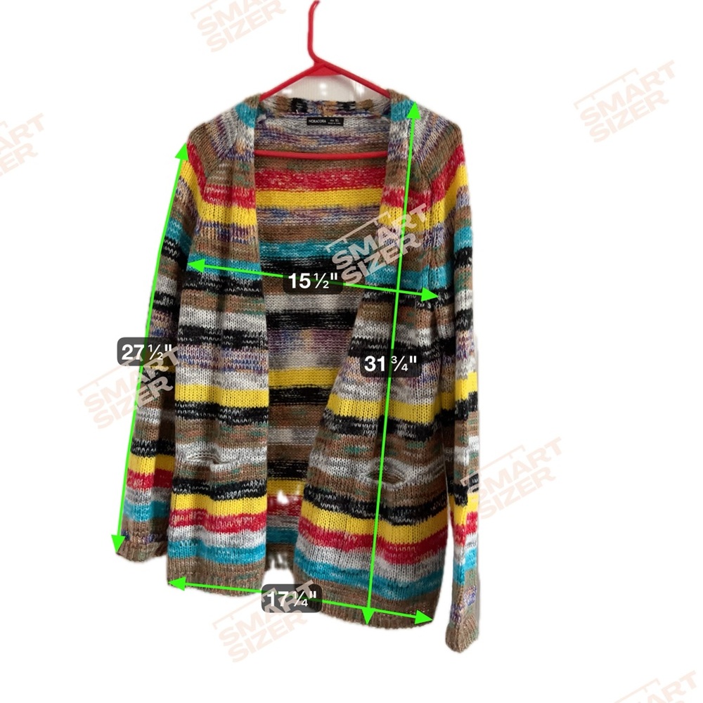 Rainbow cardigan Noracora XL granny core cottage long sleeve pockets open - Picture 5 of 5